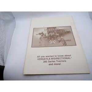 Vintage Versatile Bidirectional 200 Series Tractors Informational Booklet Brochu
